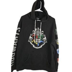 Harry Potter Hogwarts Sweatshirt Hoodie Men Size XL Black Graphic LICENSED Skate